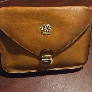 PRATESI Firenze Leather  Shoulder Bag Caramel Tan- Purse W/ Wallet & Dusters